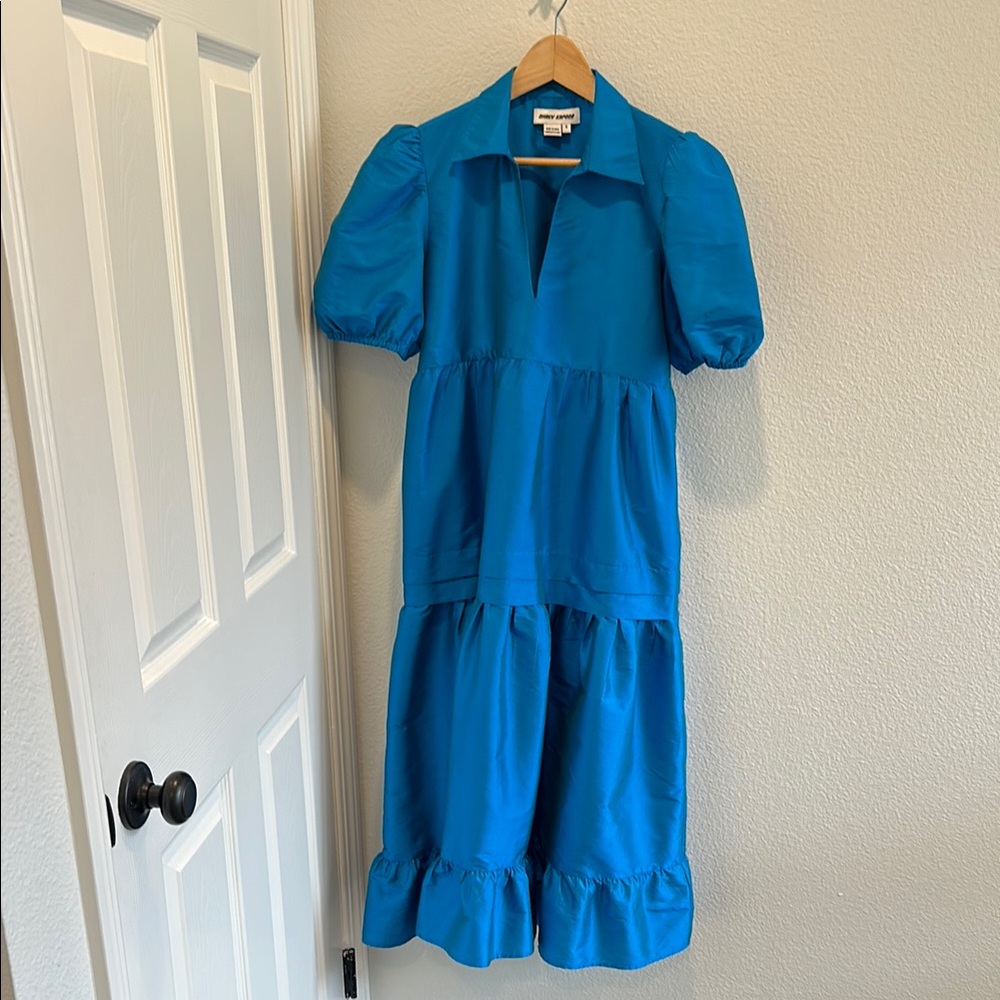 Blue dress. Gorgeous blue that almost looks metallic   Sold at Anthropologie